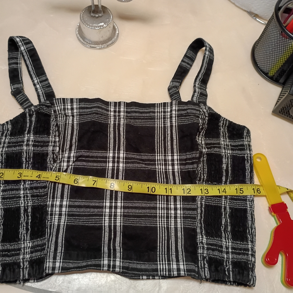Hollister Black and White Plaid Tank Top